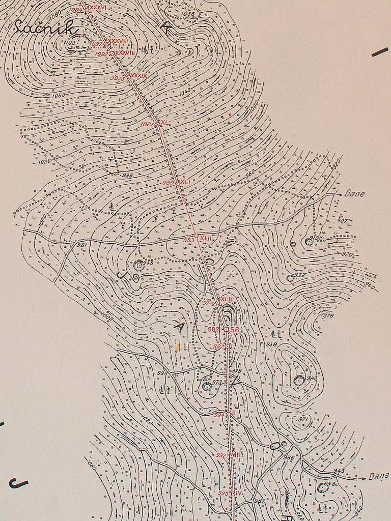 An old Italian map showing the border region of the Javorniki